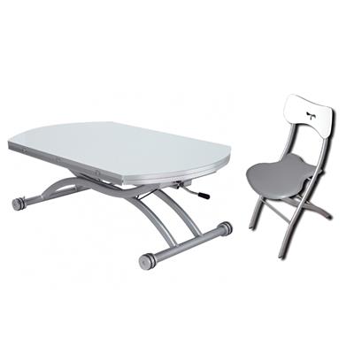 Table relevable Colombia Blanc + 4x Chaises Pegasso