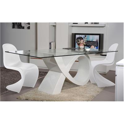 Ensemble Table de repas Design ALPHA blanc et 4 chaises PoP ART