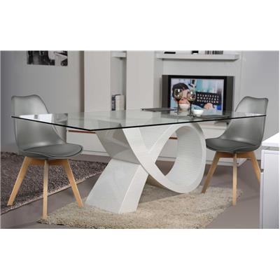 Ensemble Table de repas Design ALPHA blanc et 4 chaises Storm