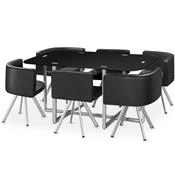 Ensemble Table de repas avec 6 chaises Design MADRID Noir