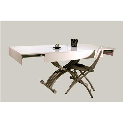 Table basse relevable Kubic Blanc + 4x Chaises Pegasso