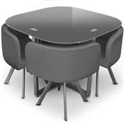 Ensemble Table et 4 chaises de repas Design MALAGA gris