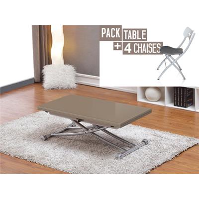 Table relevable Clever XL Capuccino + 4x Chaises Pegasso 