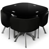 Ensemble Table et 4 chaises de repas Design MALAGA noir